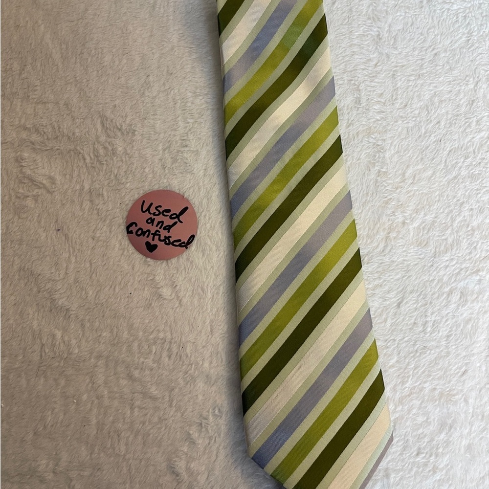 Green Striped Men's Tie - Picture 3 of 6